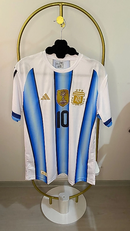 Messi 10 Arjantin Milli Takım Forması Beyaz Mavi Çizgili Taraftar Forma