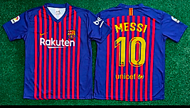 Lacivert Kırmızı Çizgili 10 Numara Futbol Taraftar Tişörtü MESSİ