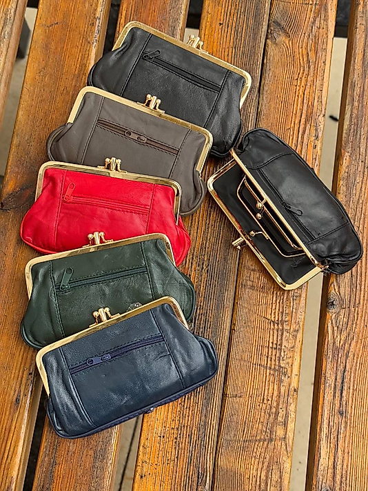 Klipsli Deri SİYAH Kadın Cüzdanı hakiki deri