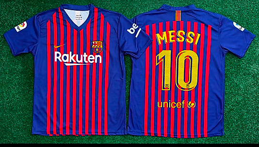 Lacivert Kırmızı Çizgili 10 Numara Futbol Taraftar Tişörtü MESSİ