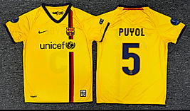 Sarı Lacivert Kırmızı Şeritli 5 Numara Futbol Taraftar Tişörtü PUYOL