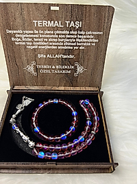 TERMAL TAŞI TESBİH & BİLEKLİK SETİ ÖZEL TASARIM AHŞAP KUTUSUNDA KIRMIZI1