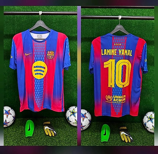 BARCELONA2025/26 Lamine Yamal Dijital Baskılı 10 Numara Çubuklu Taraftar Forma