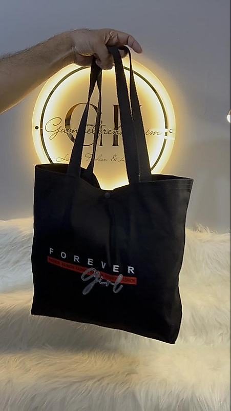 Siyah Forever Fashion Baskılı Büyük Omuz Çantası