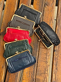 Klipsli Deri SİYAH Kadın Cüzdanı hakiki deri