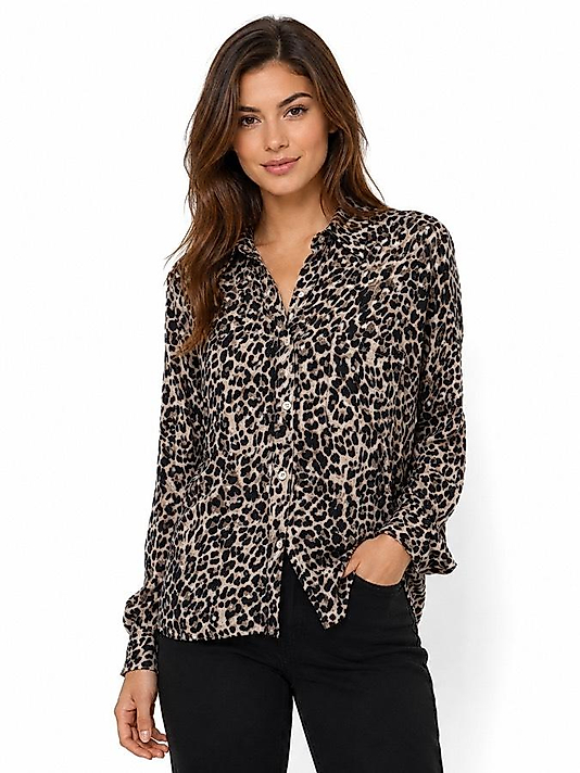 Leopar Tensel gömlek oversize standart beden
