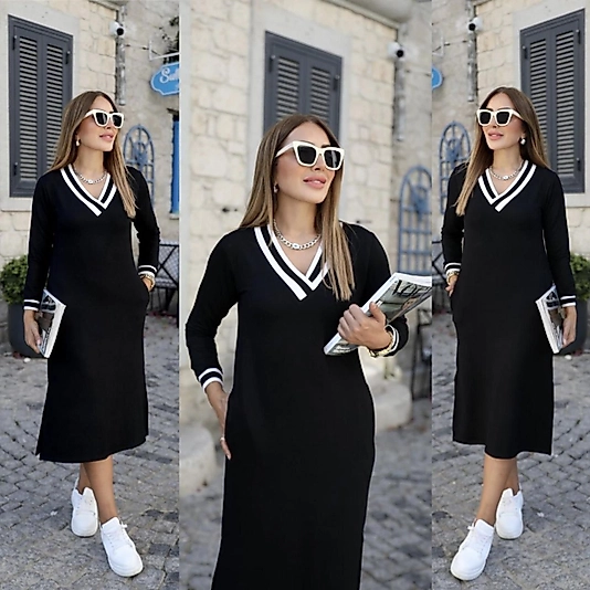 SİYAH RİBANA ELBİSE