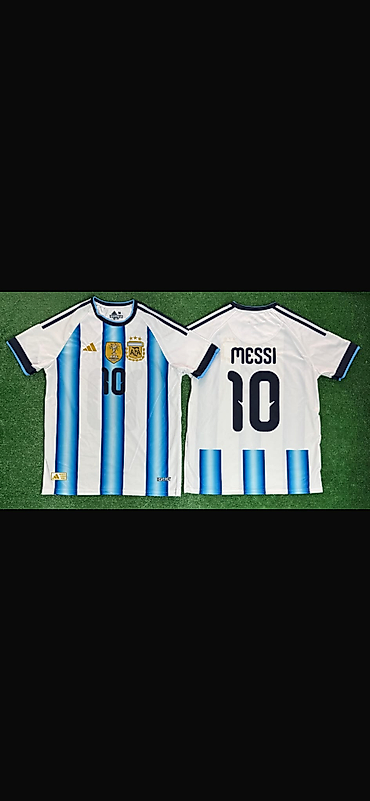 Beyaz Mavi Çizgili 10 Numara Futbol Taraftar Tişörtü MESSİ