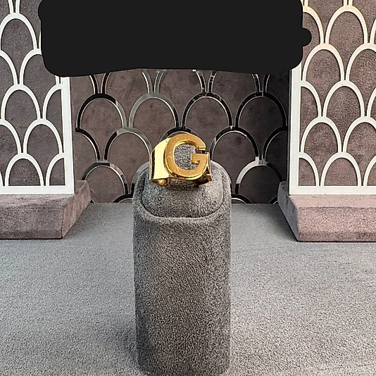 HARFLİ AYARLANABİLİR GOLD RENK ÇELİK YÜZÜK G HARFİ 316L ÇELİK