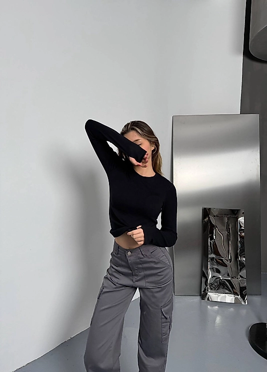 Modal kumaş Uzun Kollu Parmak Arası Geçiş Detaylı BADİ