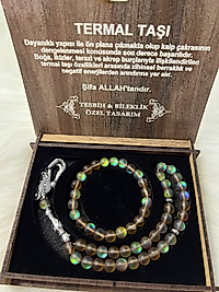 TERMAL TAŞI TESBİH & BİLEKLİK SETİ ÖZEL TASARIM AHŞAP KUTUSUNDA