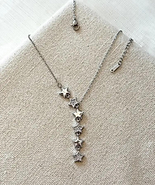 Kadın Silver Çelik Yıldız Kolye Taşlı Sallantılı Yıldız Detaylı Zarif Kolye Premium