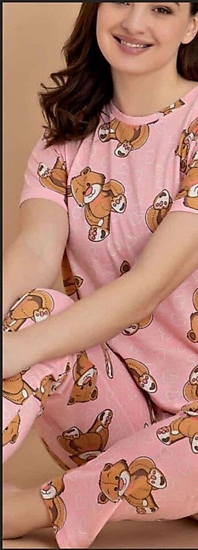 Ayicikli pembe pijama takimi