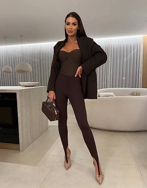 yüksek bel toplamalı Çıma detay ayak geçme füzo taty KAHVE