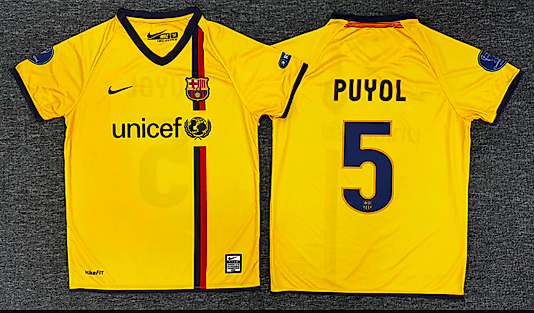 Sarı Lacivert Kırmızı Şeritli 5 Numara Futbol Taraftar Tişörtü PUYOL