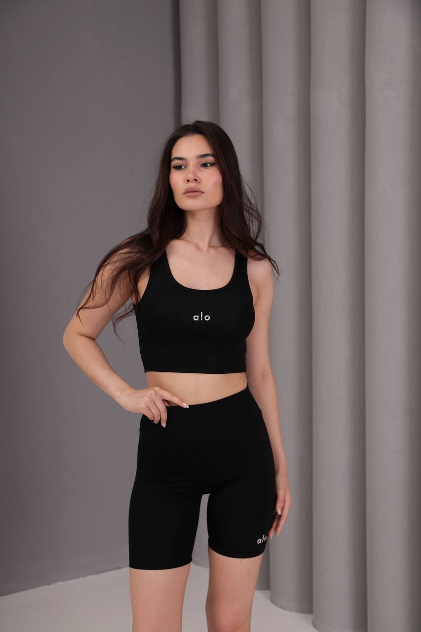 KADIN SİYAH CROP TOP ŞIK SPOR ATLET (alo yazılı) SADECE ÜST