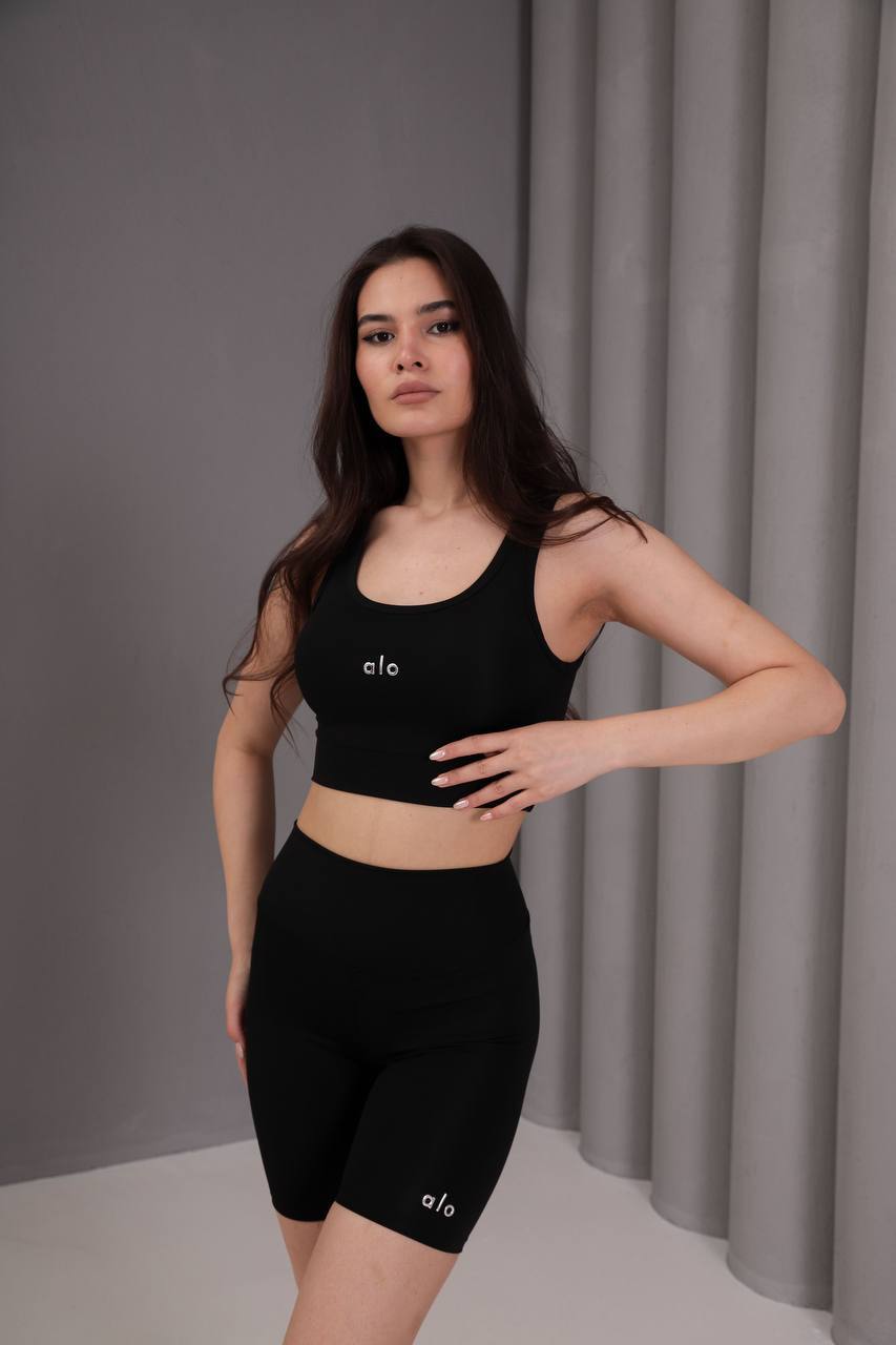 KADIN SİYAH CROP TOP ŞIK SPOR ATLET (alo yazılı) SADECE ÜST